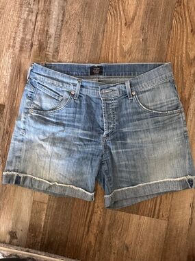 Citizens of Humanity Faded Light Blue Denim Cutoff Shorts